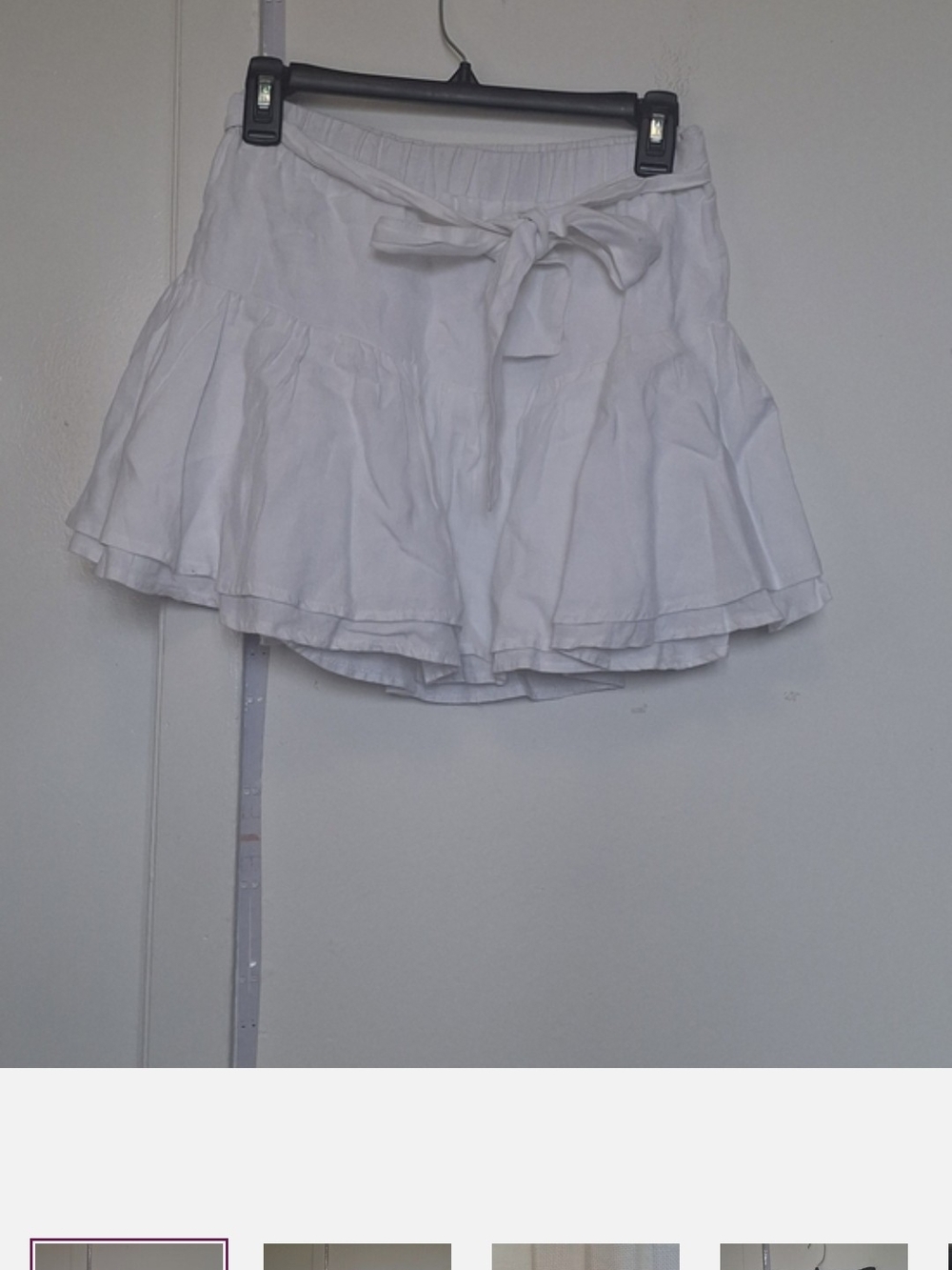 White Tiered Mini Skirt with Waist Tie
